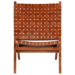 vidaXL Scaun pliant împletit, maro, piele naturală vidaXL Scaun pliant împletit, maro, piele naturală