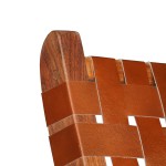 vidaXL Scaun pliant împletit, maro, piele naturală vidaXL Scaun pliant împletit, maro, piele naturală