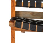 vidaXL Scaun pliant împletit, negru, piele naturală