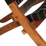 vidaXL Scaun pliant împletit, negru, piele naturală