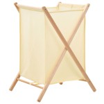 vidaXL Coș de rufe, bej, lemn cedru și material textil, 42x41x64 cm vidaXL Coș de rufe, bej, lemn cedru și material textil, 42x41x64 cm