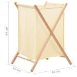 vidaXL Coș de rufe, bej, lemn cedru și material textil, 42x41x64 cm vidaXL Coș de rufe, bej, lemn cedru și material textil, 42x41x64 cm