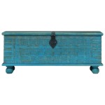 vidaXL Cufăr de depozitare, lemn masiv de mango, albastru 100x40x41 cm vidaXL Cufăr de depozitare, lemn masiv de mango, albastru 100x40x41 cm