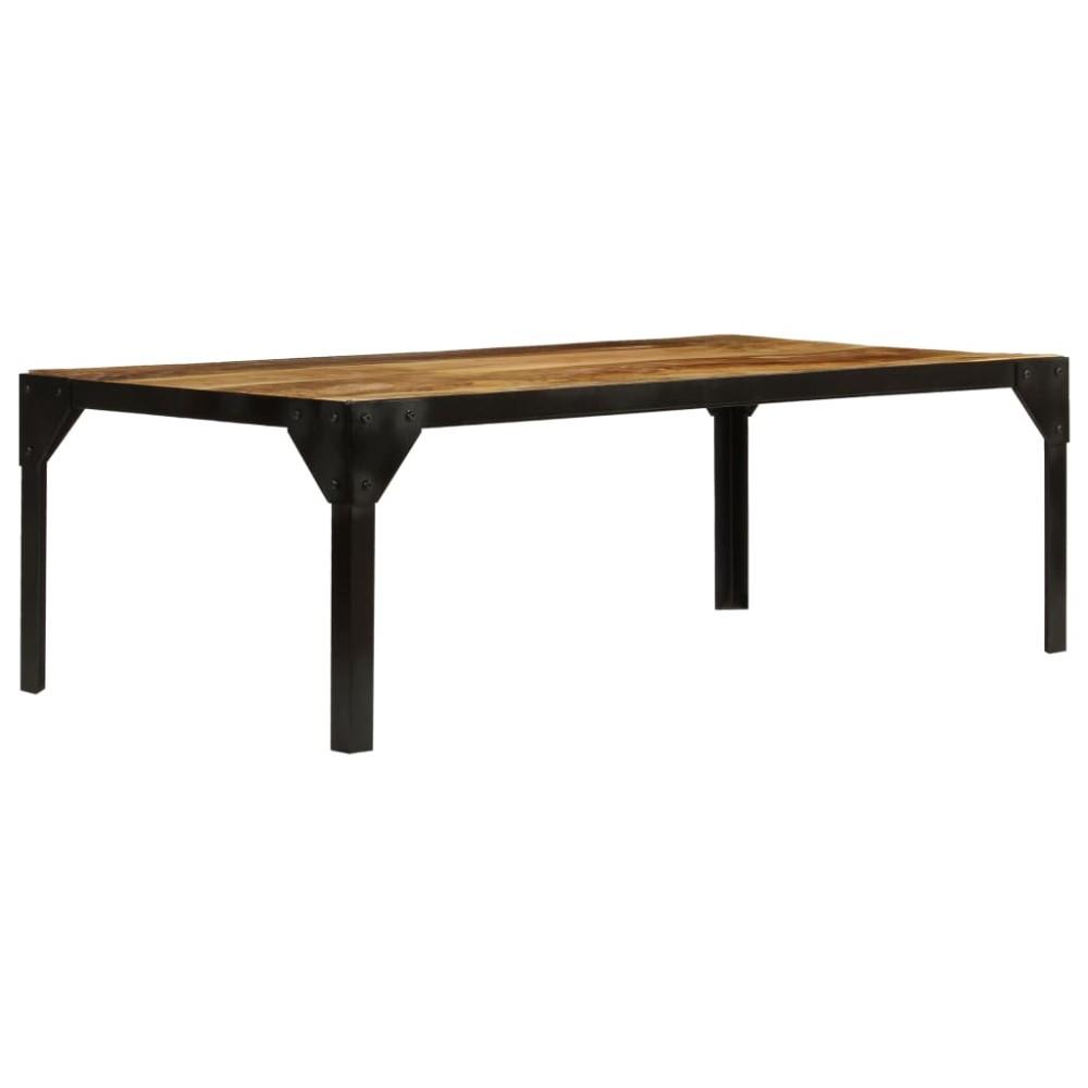 vidaXL Măsuță de cafea, 110 cm, lemn masiv de mango nefinisat, oțel