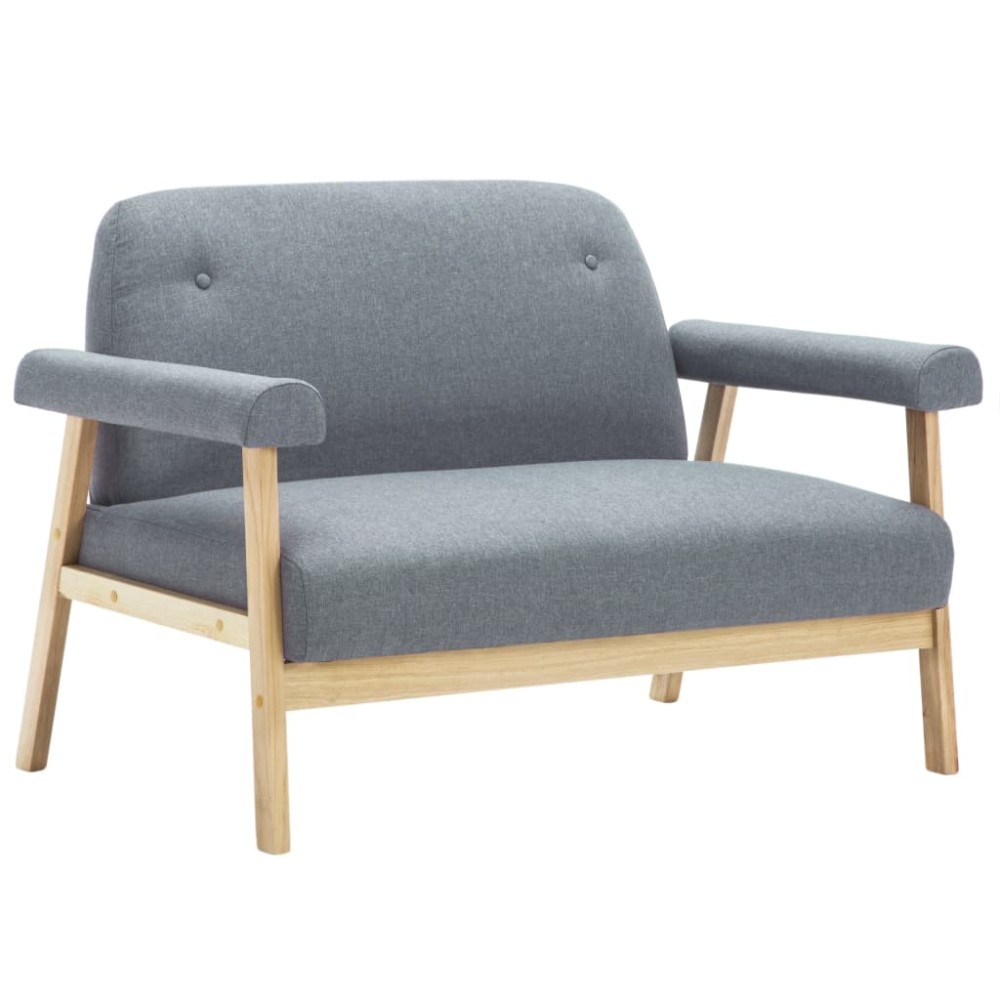 vidaXL Canapea cu 2 locuri, gri deschis, material textil