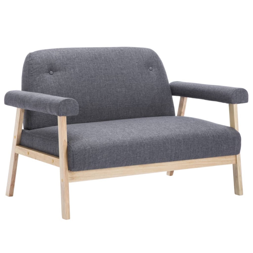 vidaXL Canapea cu 2 locuri, gri închis, material textil