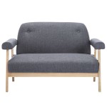 vidaXL Canapea cu 2 locuri, gri închis, material textil