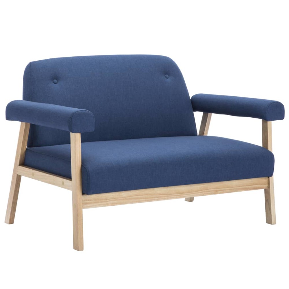 vidaXL Canapea cu 2 locuri, albastru, material textil