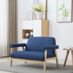 vidaXL Canapea cu 2 locuri, albastru, material textil vidaXL Canapea cu 2 locuri, albastru, material textil
