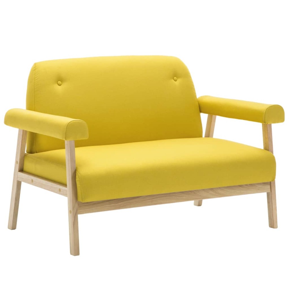 vidaXL Canapea cu 2 locuri, galben, material textil