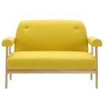vidaXL Canapea cu 2 locuri, galben, material textil