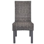 vidaXL Scaune de bucătărie, 2 buc., maro, ratan Kubu și lemn de mahon