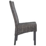vidaXL Scaune de bucătărie, 2 buc., maro, ratan Kubu și lemn de mahon