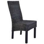 vidaXL Scaune de bucătărie, 2 buc., negru, ratan Kubu și lemn de mahon