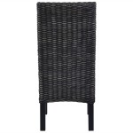 vidaXL Scaune de bucătărie, 2 buc., negru, ratan Kubu și lemn de mahon