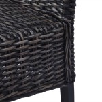 vidaXL Scaune de bucătărie, 2 buc., negru, ratan Kubu și lemn de mahon