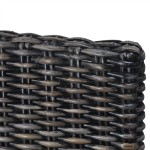 vidaXL Scaune de bucătărie, 2 buc., negru, ratan Kubu și lemn de mahon