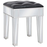 vidaXL Masă de toaletă tip oglindă cu scaun, MDF și sticlă vidaXL Masă de toaletă tip oglindă cu scaun, MDF și sticlă