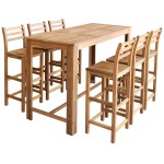 vidaXL Set masă și scaune de bar, 7 piese, lemn masiv de acacia vidaXL Set masă și scaune de bar, 7 piese, lemn masiv de acacia