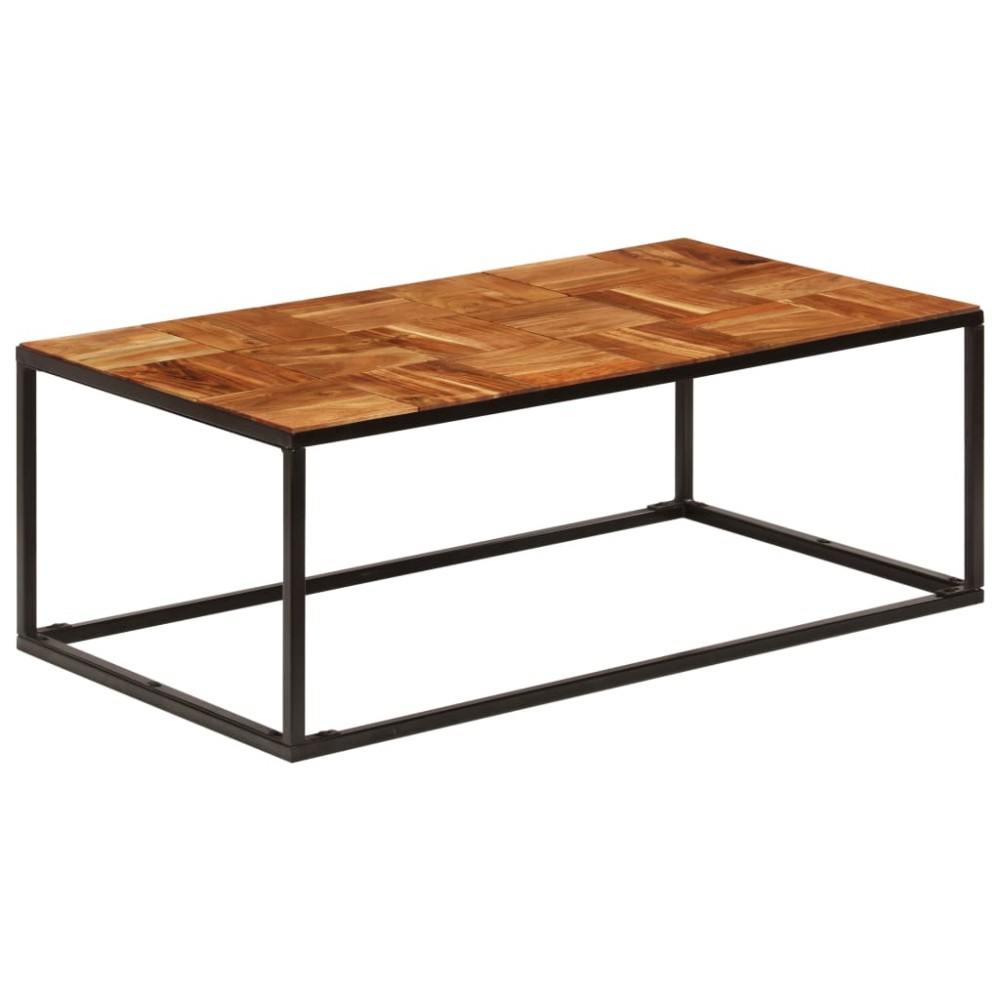vidaXL Măsuță de cafea, 110 x 60 x 40 cm, lemn masiv de acacia și oțel