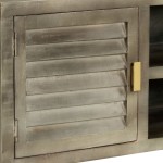 vidaXL Comodă TV, gri, 110x30x48 cm, lemn masiv mango & alamă vidaXL Comodă TV, gri, 110x30x48 cm, lemn masiv mango & alamă