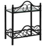 vidaXL Noptiere 2 buc, oțel și sticlă călită, 45 x 30,5 x 60 cm, negru