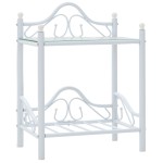 vidaXL Noptiere, 2 buc., alb, 45x30,5x60 cm, oțel și sticlă securizată