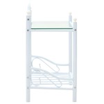 vidaXL Noptiere, 2 buc., alb, 45x30,5x60 cm, oțel și sticlă securizată