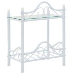vidaXL Noptiere, 2 buc., alb, 45x30,5x60 cm, oțel și sticlă securizată