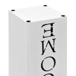 vidaXL Suport pentru umbrelă Welcome, oțel, alb