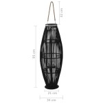 vidaXL Suport felinar lumânări suspendat, negru, 95 cm, bambus