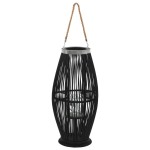 vidaXL Suport de lumânări suspendat tip felinar, negru, 60 cm, bambus