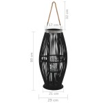 vidaXL Suport de lumânări suspendat tip felinar, negru, 60 cm, bambus