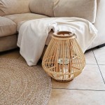 vidaXL Suport de lumânări suspendat tip felinar, natural, răchită vidaXL Suport de lumânări suspendat tip felinar, natural, răchită