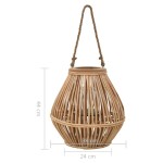 vidaXL Suport de lumânări suspendat tip felinar, natural, răchită vidaXL Suport de lumânări suspendat tip felinar, natural, răchită