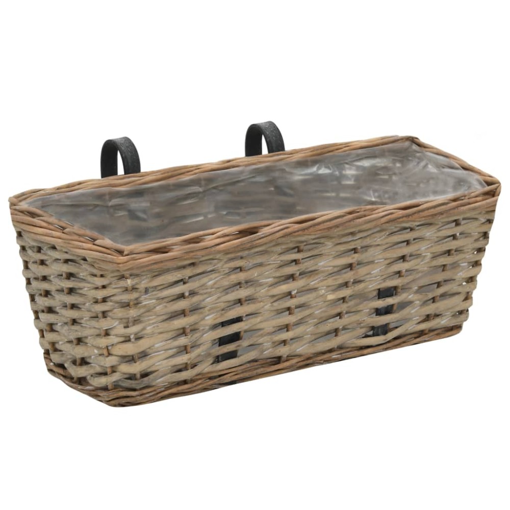 vidaXL Jardinieră de balcon, 2 buc., 40 cm, răchită căptușeală PE