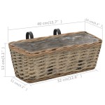 vidaXL Jardinieră de balcon, 2 buc., 40 cm, răchită căptușeală PE