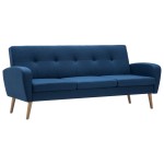 vidaXL Canapea de 3 persoane, material textil, albastru