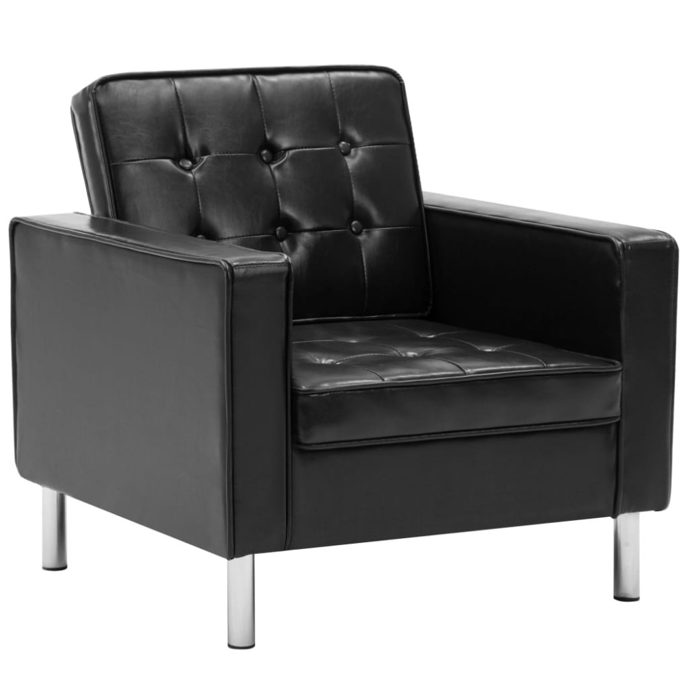 vidaXL Fotoliu negru 75x70x75 cm piele ecologică