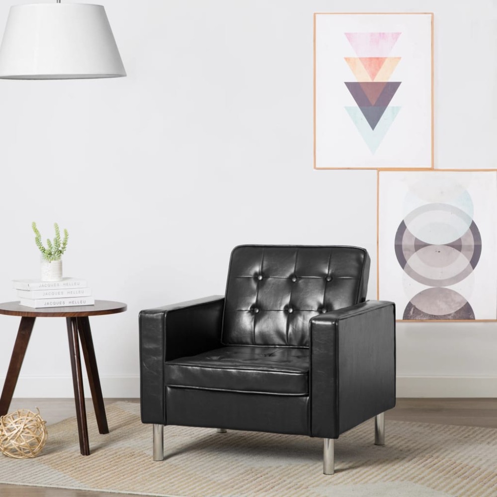 vidaXL Fotoliu negru 75x70x75 cm piele ecologică