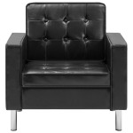 vidaXL Fotoliu negru 75x70x75 cm piele ecologică