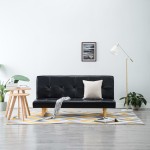 vidaXL Canapea extensibilă, piele artificială, negru vidaXL Canapea extensibilă, piele artificială, negru