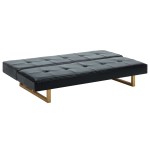 vidaXL Canapea extensibilă, piele artificială, negru vidaXL Canapea extensibilă, piele artificială, negru