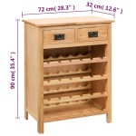 vidaXL Dulap de vinuri, 72 x 32 x 90 cm, lemn masiv de stejar vidaXL Dulap de vinuri, 72 x 32 x 90 cm, lemn masiv de stejar