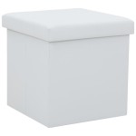 vidaXL Taburete de depozitare pliabile, 2 buc., alb, piele ecologică vidaXL Taburete de depozitare pliabile, 2 buc., alb, piele ecologică
