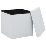 vidaXL Taburete de depozitare pliabile, 2 buc., alb, piele ecologică vidaXL Taburete de depozitare pliabile, 2 buc., alb, piele ecologică