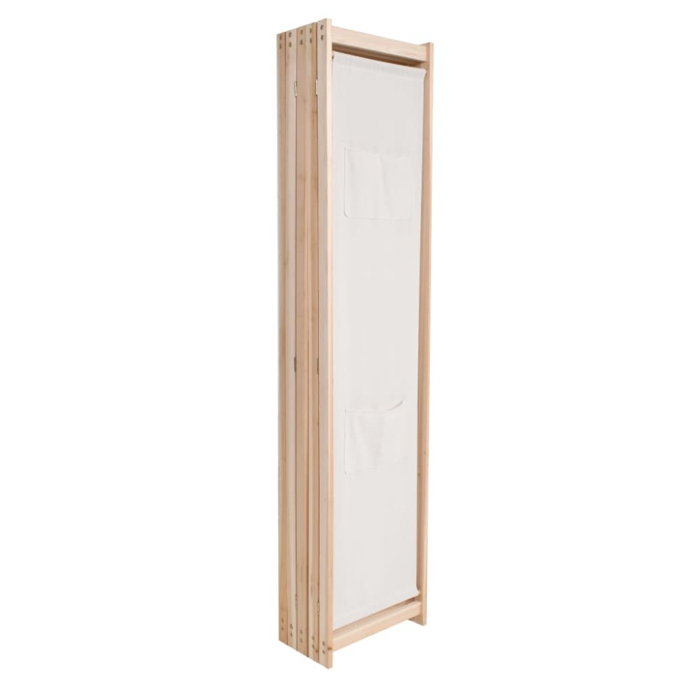 vidaXL Paravan cameră, 5 panouri, crem, 200x170x4 cm, material textil