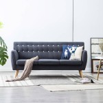 vidaXL Canapea 3 locuri, tapițerie textilă, 172x70x82 cm, gri închis vidaXL Canapea 3 locuri, tapițerie textilă, 172x70x82 cm, gri închis