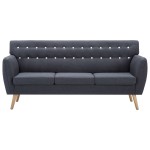 vidaXL Canapea 3 locuri, tapițerie textilă, 172x70x82 cm, gri închis vidaXL Canapea 3 locuri, tapițerie textilă, 172x70x82 cm, gri închis