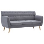 vidaXL Canapea 3 locuri, tapițerie textilă, 172x70x82 cm, gri deschis vidaXL Canapea 3 locuri, tapițerie textilă, 172x70x82 cm, gri deschis